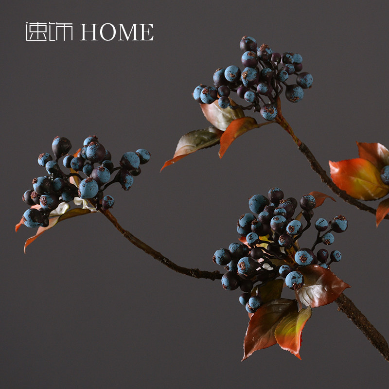 American Emulation Flower Berries Fruits Fake Flowers Home Soft Decorations Living-room Table Tea Table Tea Vase Overall Flower Arrangement Art Pendulum