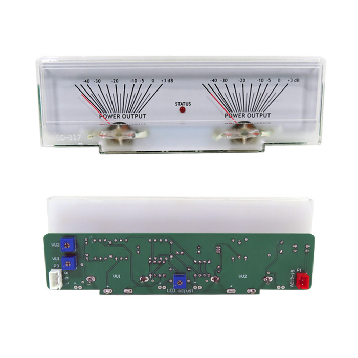 Two-pin power amplifier meter head level indicator silver-white sign level meter VU audio with front-end driver board
