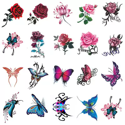 (2019 new) tattoo stickers waterproof women lasting non permanent rose flowers butterfly net red scar stickers