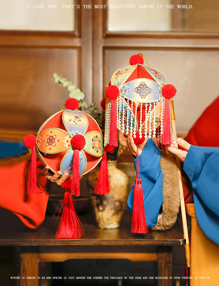 Фонарь 哈尼手工古风滚灯材料包diy国潮新中式传统绣球新年小竹编布灯笼