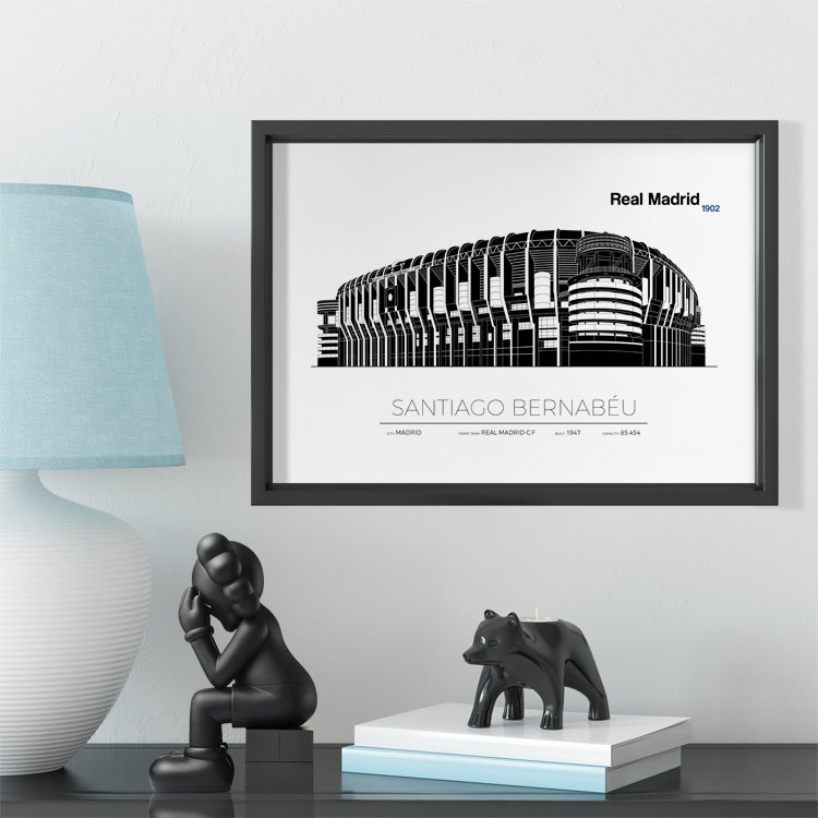 Bernabeu stadium illustration Real Madrid solid wood decoration photo frame photo wall table decoration art hanging frame Real Madrid