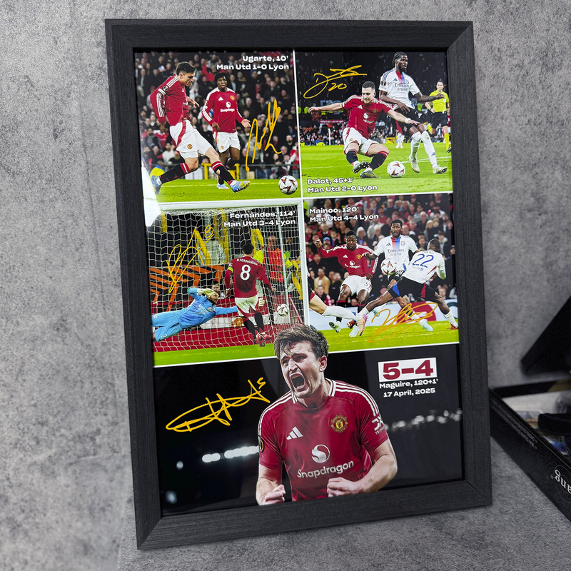 Red Devils Super Comeback Maguire's Winning Goal Solid Wood Decorative Photo Frame Wall Hanging Tabletop Display Frame Ornament Mural