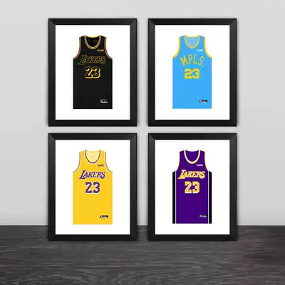 Los Angeles Lakers Lebron James jersey solid wood decorative photo frame Photo wall table hanging frame JAMES