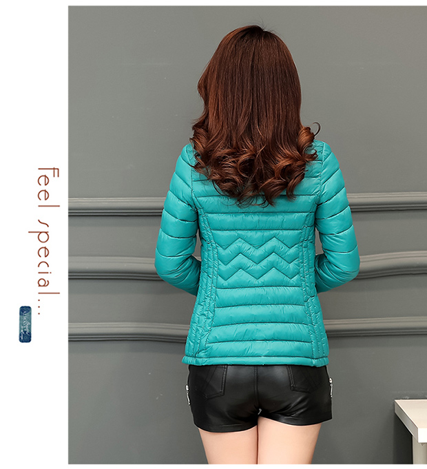 2018 mới mỏng mùa thu xuống cotton phù hợp với cổ áo eo eo dài tay áo bó sát sợi chỉ rắn màu ngắn áo khoác cotton mẫu áo phao nữ đẹp 2019