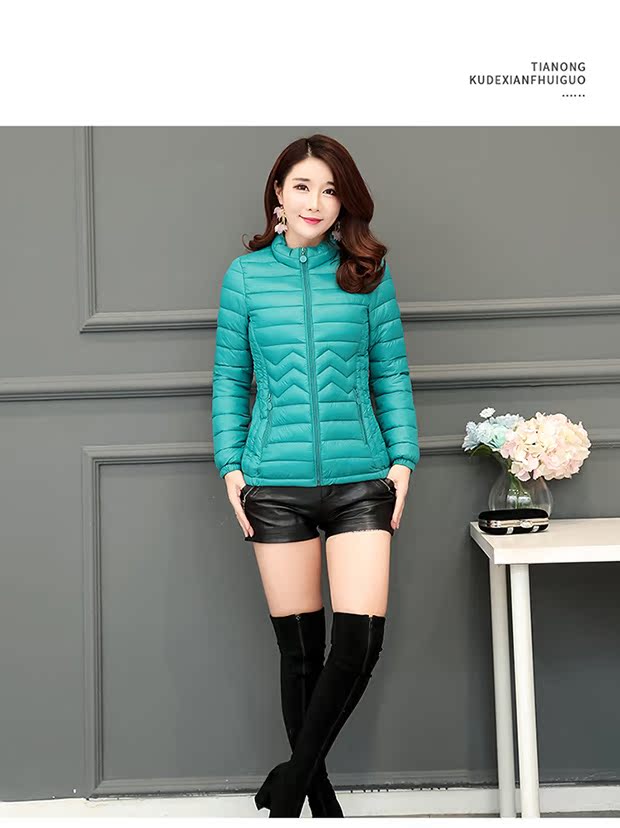 2018 mới mỏng mùa thu xuống cotton phù hợp với cổ áo eo eo dài tay áo bó sát sợi chỉ rắn màu ngắn áo khoác cotton mẫu áo phao nữ đẹp 2019