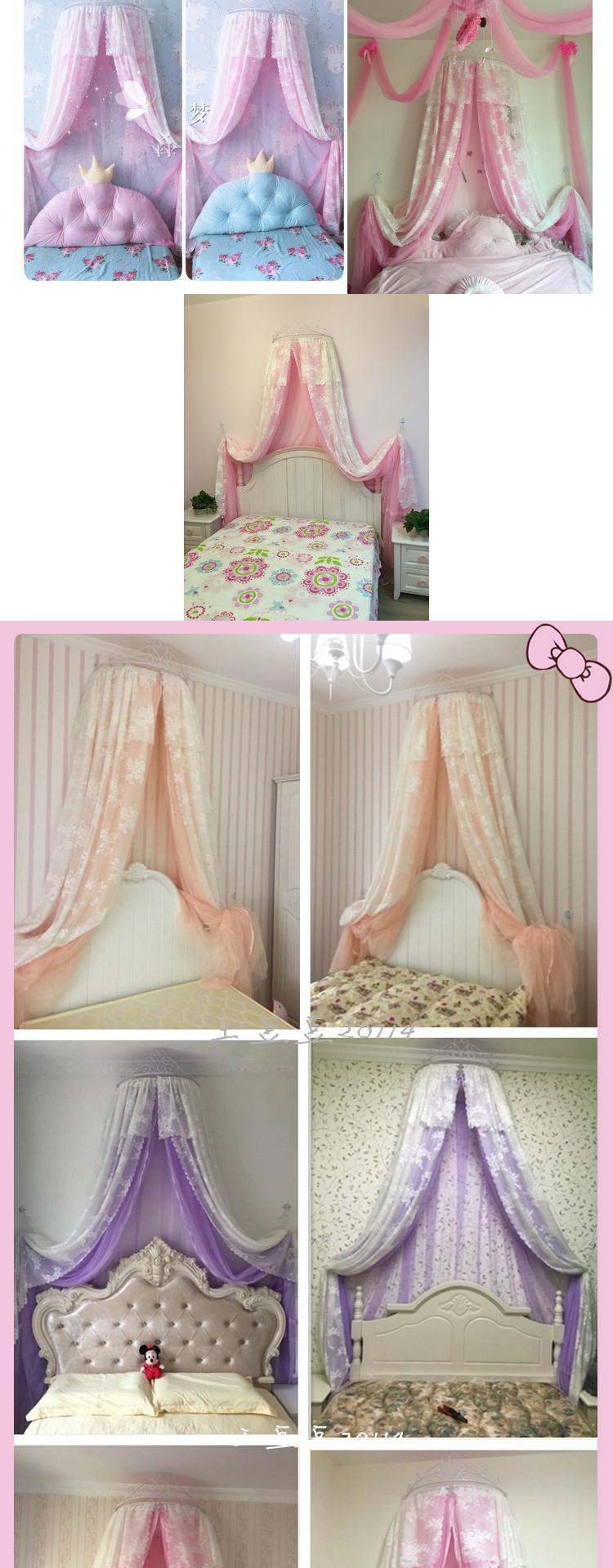Giường lớp vỏ phong cách màu hồng tím công chúa màu đỏ đám cưới tòa án Hàn Quốc lưới mở cửa hạ cánh gạc lớp áo ngủ phong cách châu Âu - Bed Skirts & Valances rèm khung giường ngủ 4 trụ