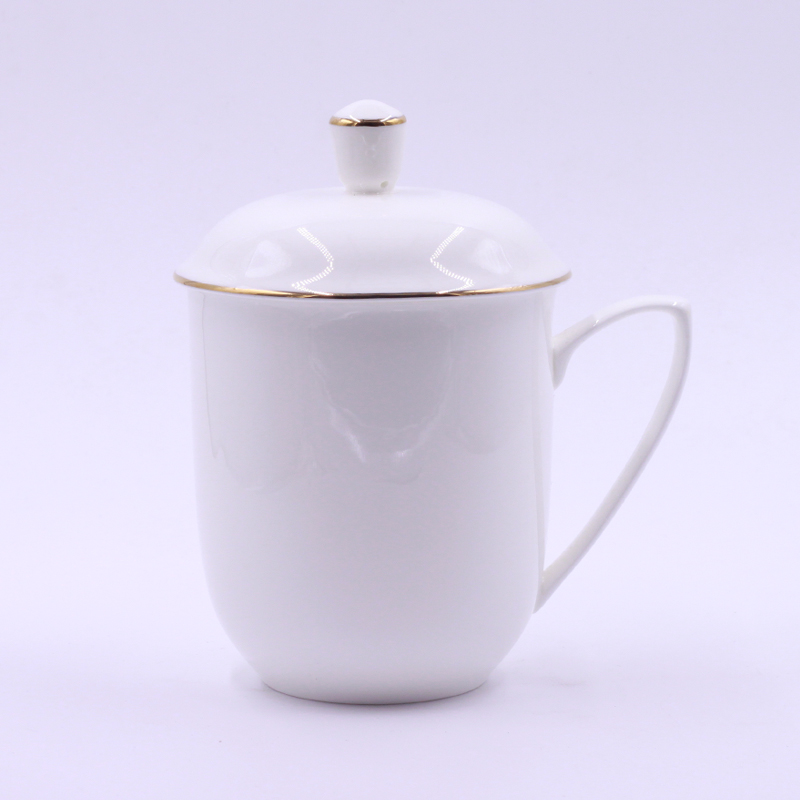 Tangshan pure white bone porcelain cup Ceramic boss cup gift teacup with lid Custom-made cup LOGO printing