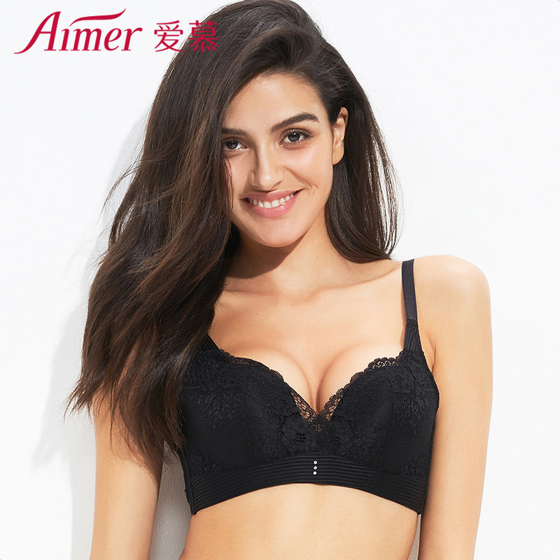 Special price AIMER lingerie 3 4 thin cups lace collection auxiliary milk No steel ring female bra hood AM171002