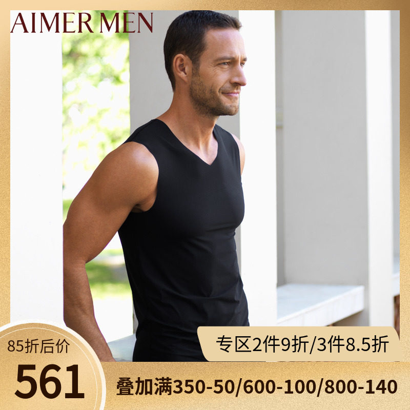Special cabinet Mr. AIMER high-end Modale free of marks with heart cut men's home vest blouses NS11F62