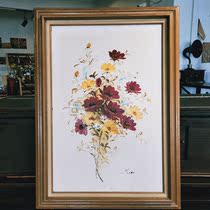  Western antique large original oil painting with signature Solid wood frame Floral realistic oil painting Decorative painting 79*109cm