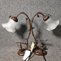 Imported pair of vintage vintage nostalgic study bedroom desk lamp office lamp copper bracket frosted lampshade