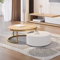 Modern minimalist net red retractable new tea table round storage Nordic living room creative storage minimalist tea table