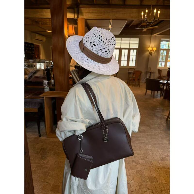 Sixi Handmade·【Ottoman Mist】Leather Commuter Versatile Tote Bag Large Capacity Shoulder Bag