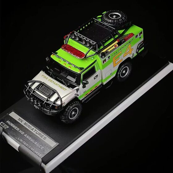 Mk Miniatures 1:64 Hummer H2 Ambulance Beijing Hec Limited Edition Alloy Car Model Green