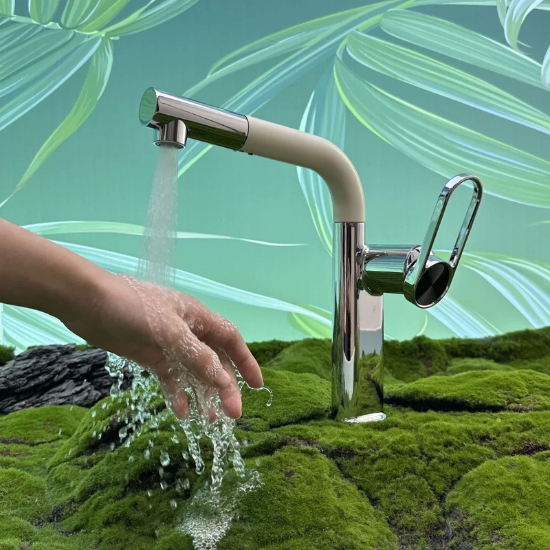 Yilin's New High-Quality, Stylish Japanese-Style Minimalist Kitchen Sink with a Rotating Pull-Out Hot and Cold Low-Profile Faucet