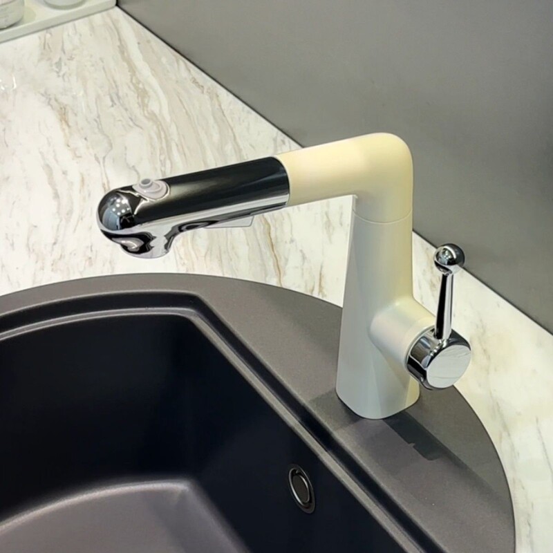 New Pull-Out Lift-Up Faucet for Mouthwash, Face Washing, and Hand Washing Basin, Suitable for Both Hot and Cold Water in the Bathroom