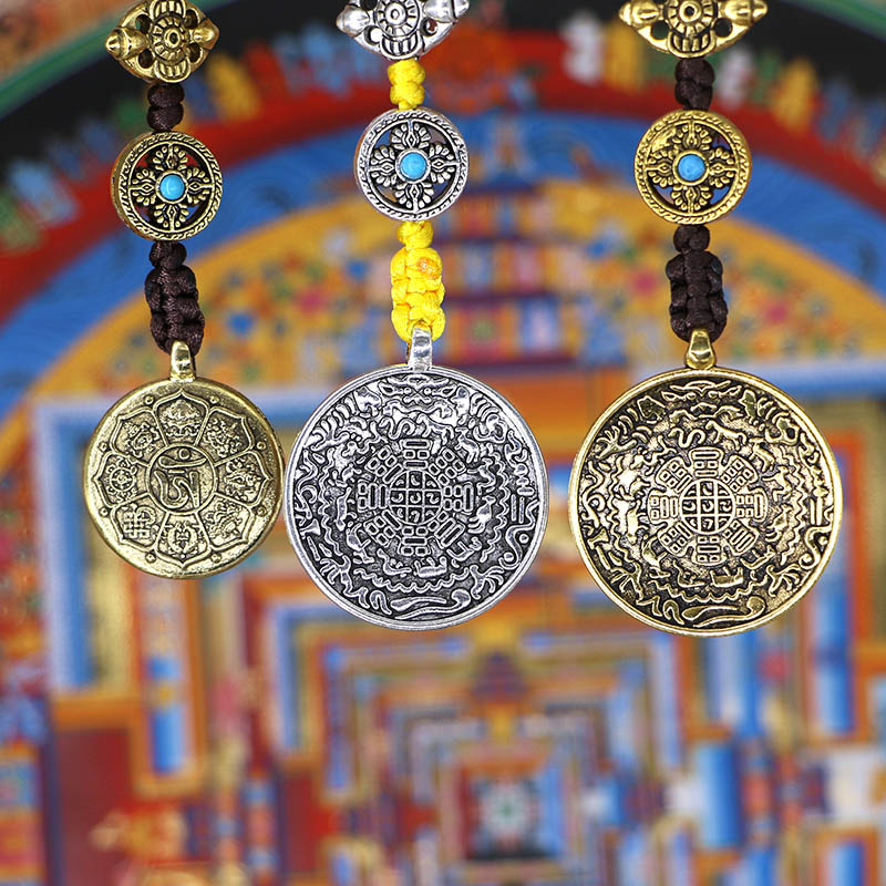 Tibetan Flemish Car Hanging Lianjian Nine House Gossip Ticket Tibet Low Brass Hanging Copper Mirror