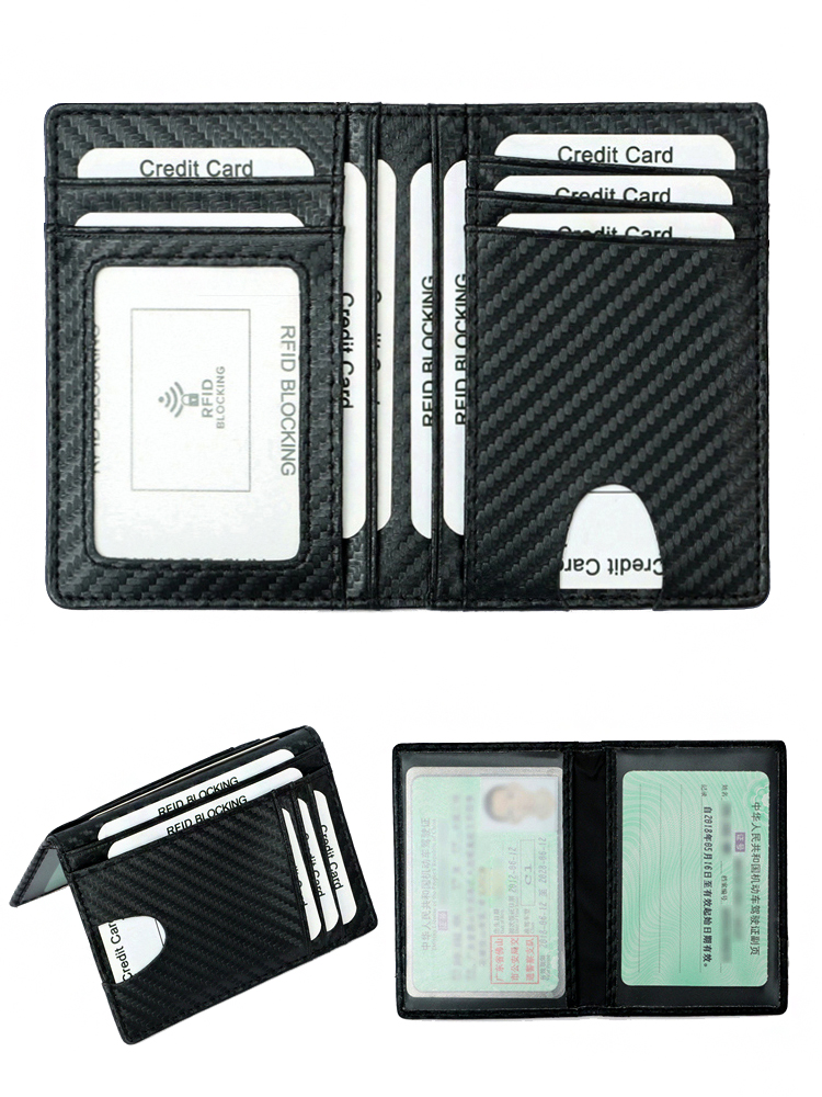 Men's card bag Ultra-thin high-grade small rfid carbon fiber pattern driving license Driving license Two-in-one anti-theft brush multi-card position