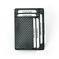 rfid carbon fiber pattern head layer cowhide leather card Bag Mens ultra-thin small high-grade large capacity one piece
