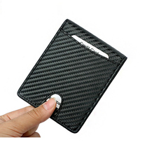 Mens ultra-thin wallet short carbon fiber pattern wallet rfid leather large capacity multi-function card bag