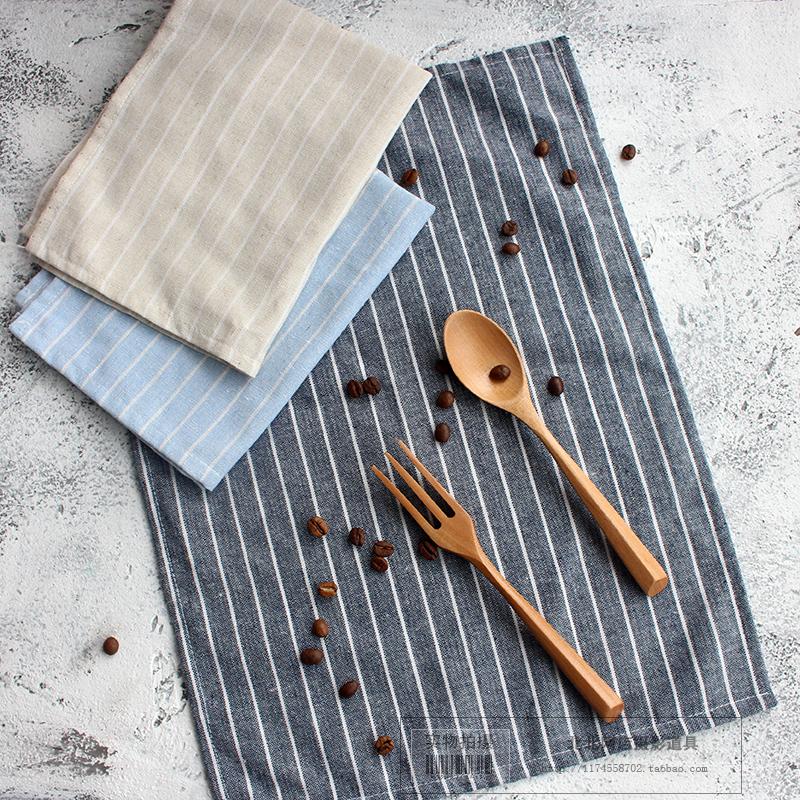 Food shooting background Cotton and linen napkin cloth Japanese style photo baking props Western plaid striped tablecloth