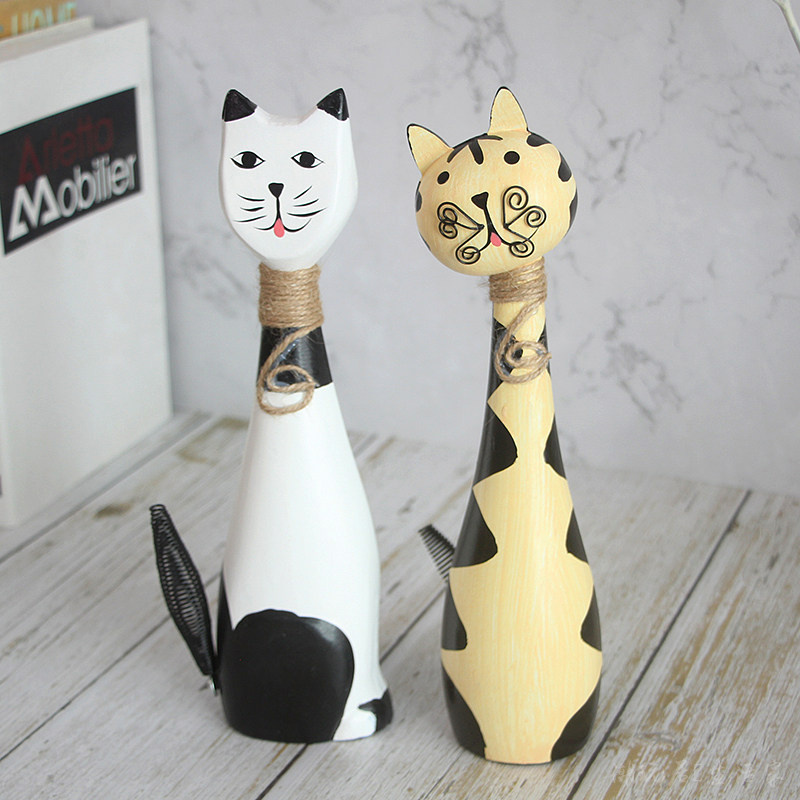 Eurostyle Fields Garden Kitten Pieces Wood Cute Hemp Rope Lovers Cat Family Residence Decoration Goods Furnishing Wedding Gifts