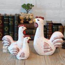 zakka woody Bali wood carvings small chicken a swing piece European style idylo countryside style tabletop decorations