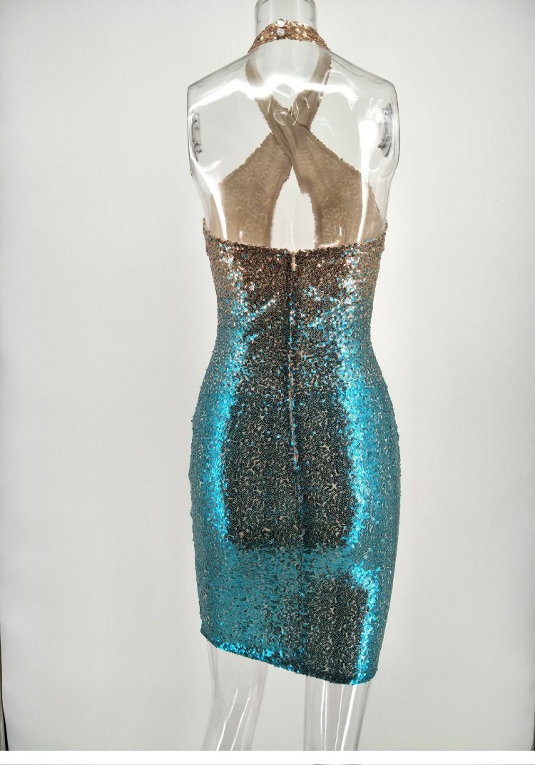 Ins, AliExpress thậm chí 2019 váy dạ hội của phụ nữ màu sắc gợi cảm váy sequin Một từ váy màu rắn - A-Line Váy những mẫu đầm voan xòe đẹp