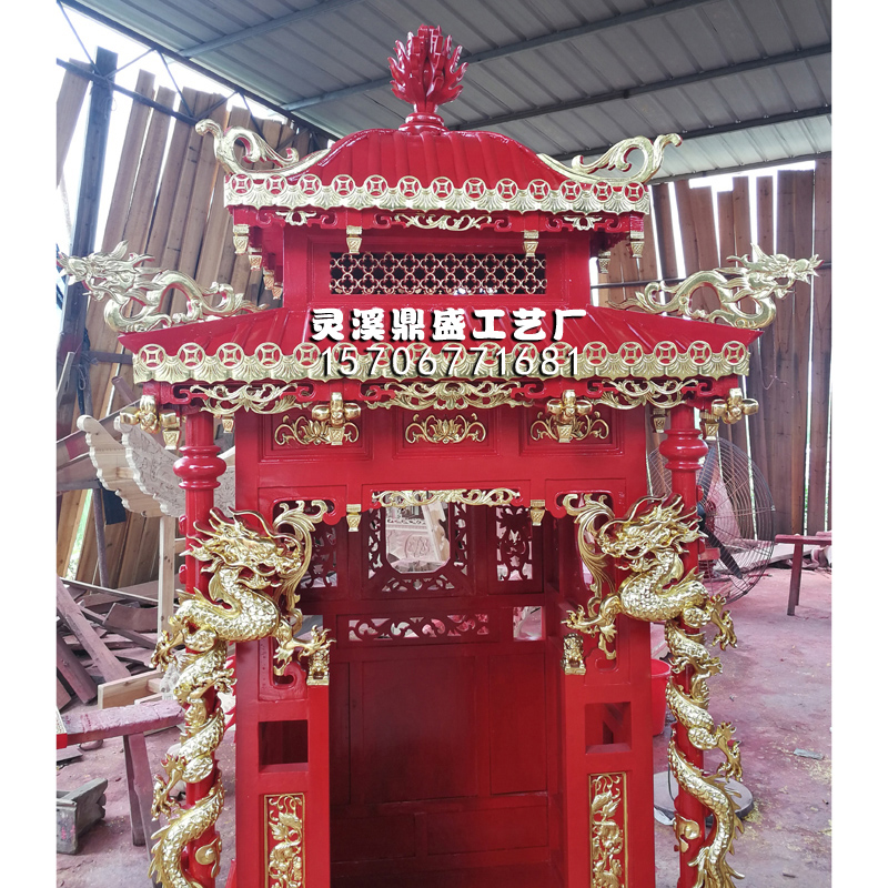 Custom sedan chair Eight lift big sedan chair Classical solid wood carving Sedan chair Buddha sedan chair Buddha table Solid wood carving painted lift Buddha