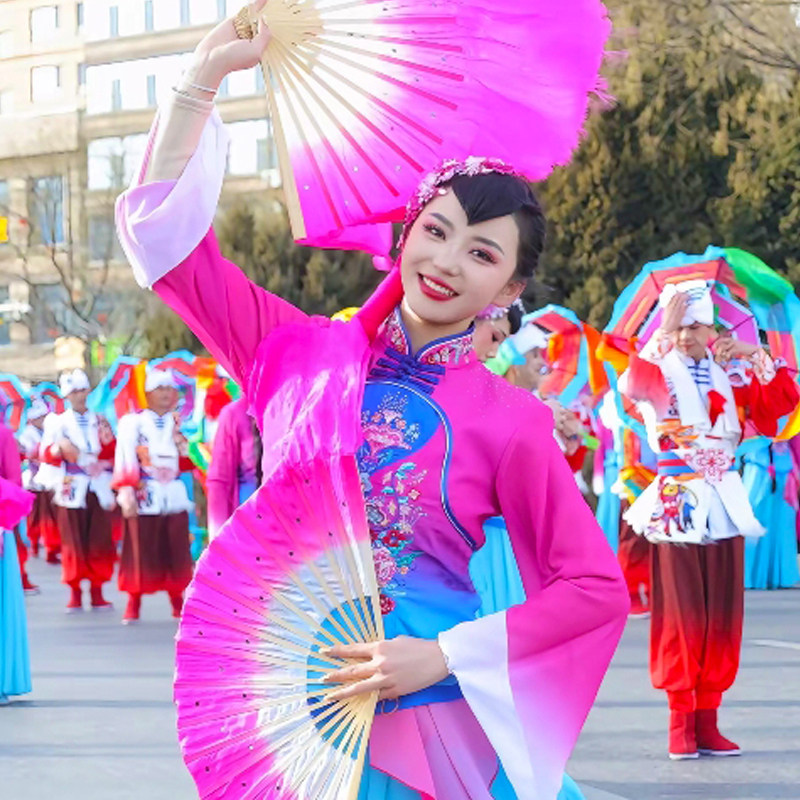 陕北秧歌民俗风情,绥德队专属扇子舞伞舞表演服,让你成为广场舞女王!-秧歌服-淘宝好物网