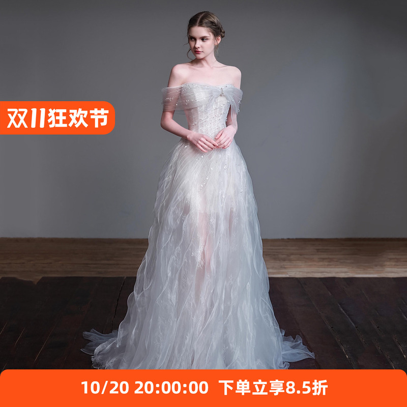 One-Shoulder Wedding Dress for Brides 2026 New Style Super Fairy-Like Engagement Dress, Going-Out Dress, Toast Dress, Elegant and High-Class