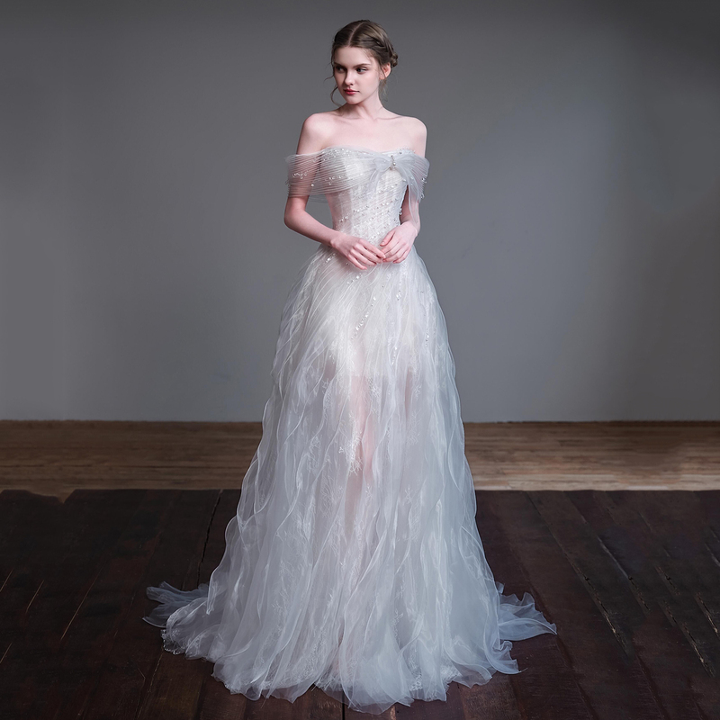 One-Shoulder Wedding Dress for Brides 2026 New Style Super Fairy-Like Engagement Dress, Going-Out Dress, Toast Dress, Elegant and High-Class One-Shoulder Wedding Dress for Brides 2026 New Style Super Fairy-Like Engagement Dress, Going-Out Dress, Toast Dress, Elegant and High-Class