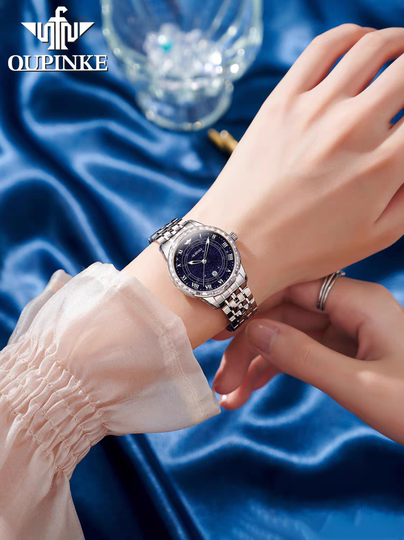 Nuevo reloj suizo genuino para mujer, cielo estrellado con diamantes, temperamento simple, reloj mecánico completamente automático, regalo luminoso para regalo