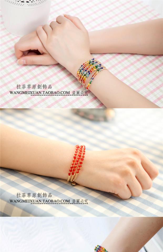 Điểm ngắm cảnh Hạt gạo Lafite Màu Ba hàng chúc cỏ Cỏ may mắn Vòng tay gió quốc gia Vòng chân - Vòng chân vòng chân phong cách tây âu