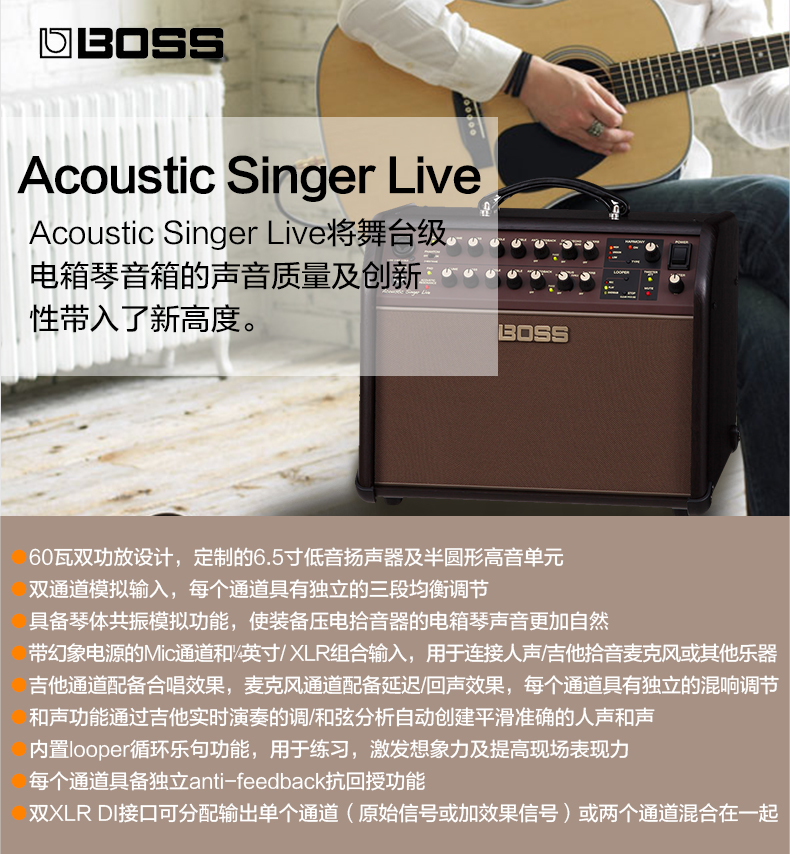 Roland Boss Acoustic Singer LIVE PRO guitar điện hộp loa piano ballad - Loa loa loa jbl pulse 3