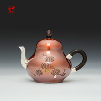 Wonderful hand Songyuan small silver pot for making tea Sterling silver 9999 handmade tea pot Copper-clad silver pear-shaped urgent whisker small silver pot