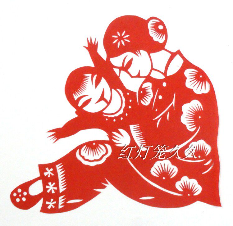 (Maternal Love) Characters Traditional Handmade Paper-cut Window Flowers and Window Stickers 25CM Decorative Painting Mother's Day Gift Mother's Day