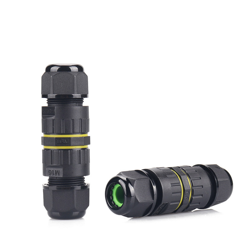 Black waterproof connector IP68 outdoor round wire cable buried or outdoor two-core three-core terminal connection waterproof