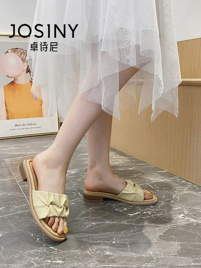 Zhuo Shini 2024 sommer neue stil oberbekleidung Französisch stil all-match flache hausschuhe sandalen frauen sandalen