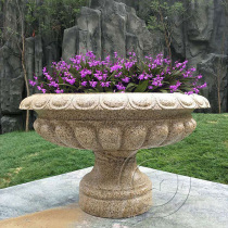 Stone Carving Eurostyle Flower Bowl Yellow Rust Stone Natural Marble Granite Flower Pot Outdoor Villa Garden Forest Landscape Pendulum