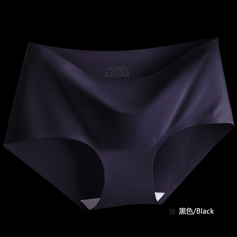 1 BlackNo trace underpants ma'am One piece cotton material Crotch shorts less girl student summer Thin ventilation middle-waisted Big size Underpants head