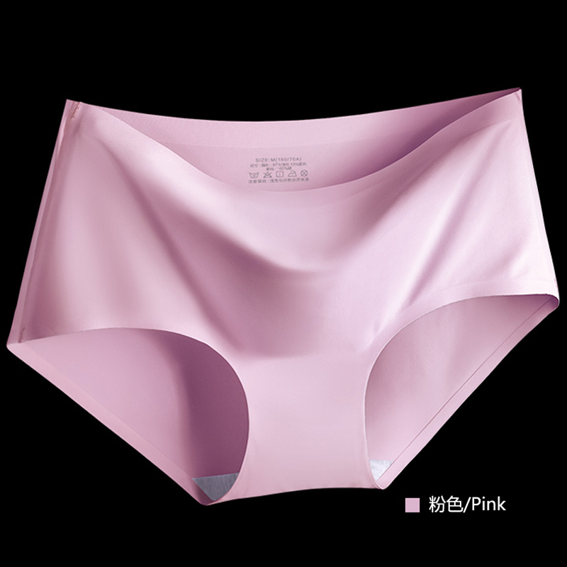 1 PinkNo trace underpants ma'am One piece cotton material Crotch shorts less girl student summer Thin ventilation middle-waisted Big size Underpants head