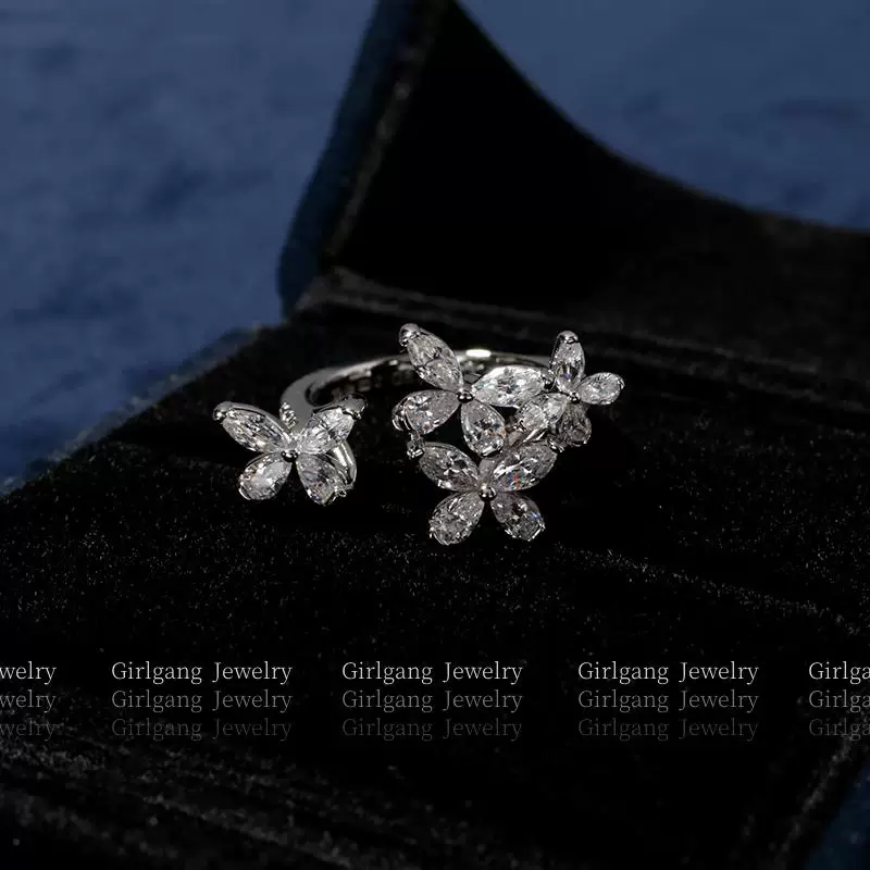 Small design cute classic artificial wedding ring, diamond encrusted