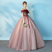 Evening dress tuxedo host performance vocal art test student singing beautiful voice solo dress female long model thin