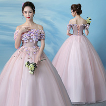 2020 shoulder colored gauze toast dress evening dress stage performance suit solo dress