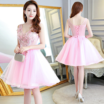 Evening dress 2018 autumn new fashion short party party dress dress slim bridesmaid dress