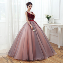 Evening dress tuxedo host performance vocal art test student singing beautiful voice solo dress female long model thin