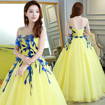 Colored yarn wedding dress stage solo art test womens long costume dress dress