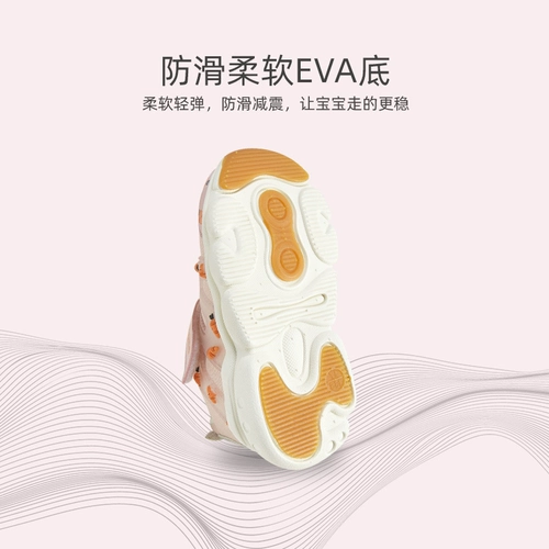 雪娃娃 Детские туфли для раннего возраста, нескользящая утепленная спортивная обувь, осенние, мягкая подошва