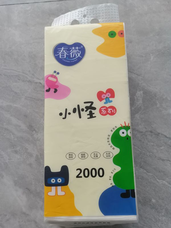 Chunwei Tissue Xiao Monster Series Four-Sided Embossed Bottom Tissue Paper Large Pack Household Thick Affordable Toilet Paper Super Soft